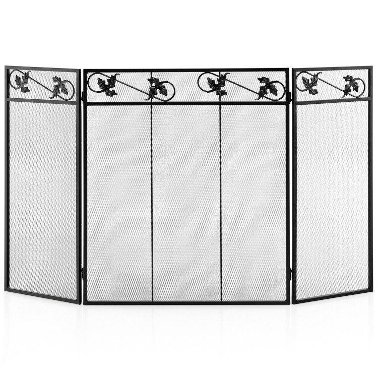 3-Panel Fireplace Screen Decor Cover with Exquisite PatternCostway Gallery View 1 of 10